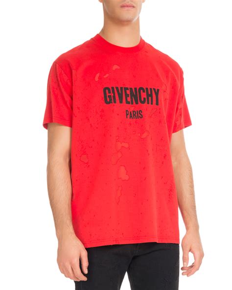 givenchy red t shirt distressed|givenchy distressed logo.